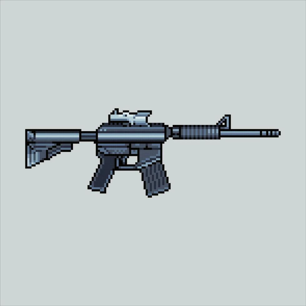 píxel Arte smg. pixelado corto máquina pistola. smg arma íconos antecedentes pixelado para el píxel Arte juego y icono para sitio web y vídeo juego. antiguo colegio retro vector