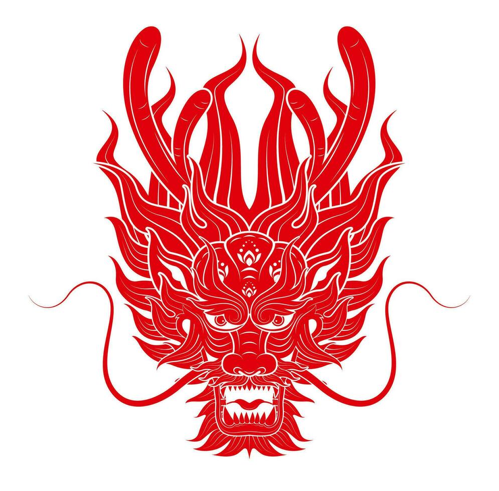Traditional chinese Dragon red zodiac sign isolated on white background for card design print media or festival. China lunar calendar animal happy new year. Vector Illustration.