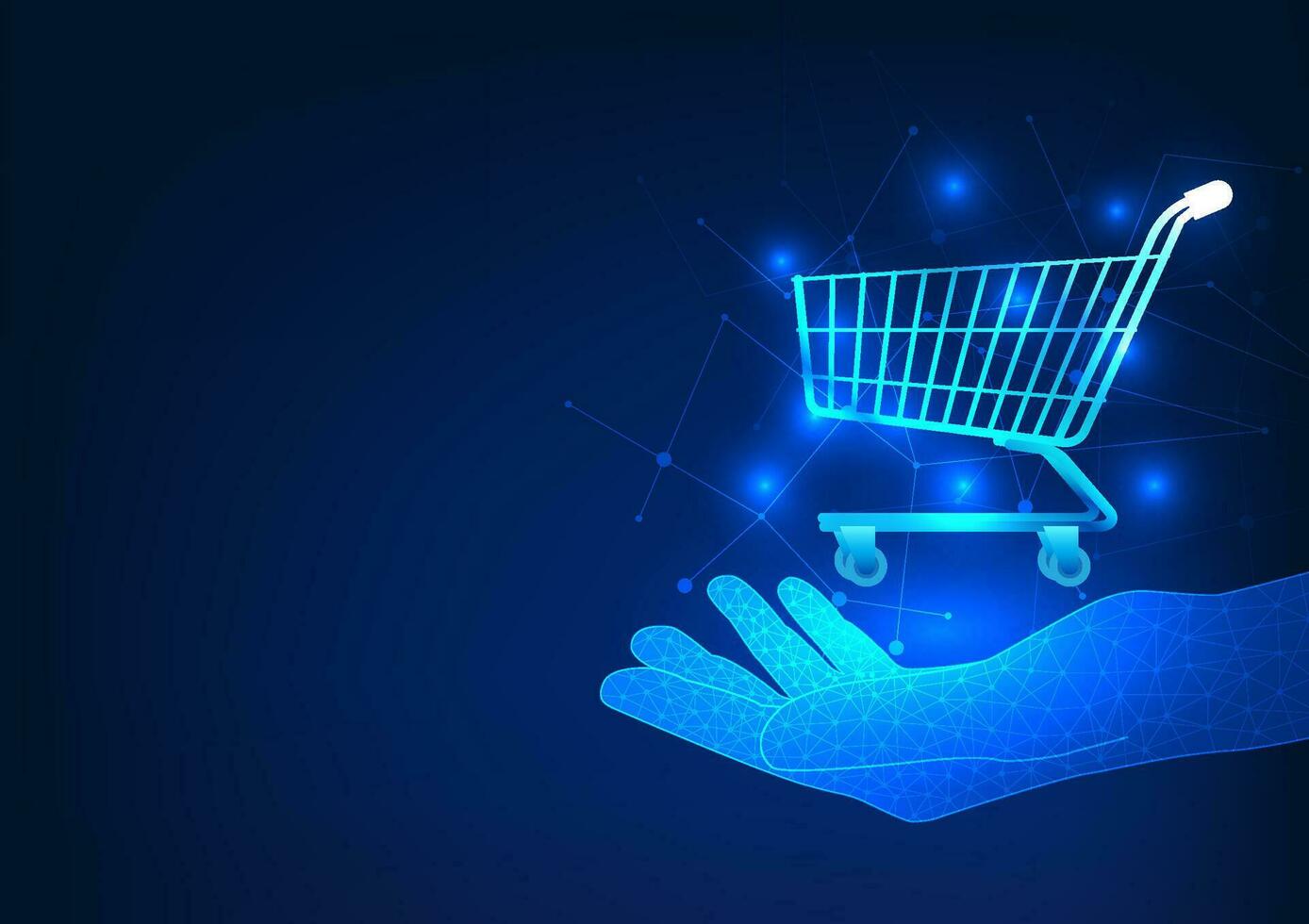 Cart placed on hand Show online shopping at the seller at any time. No need to have a storefront and increase income for sellers. vector