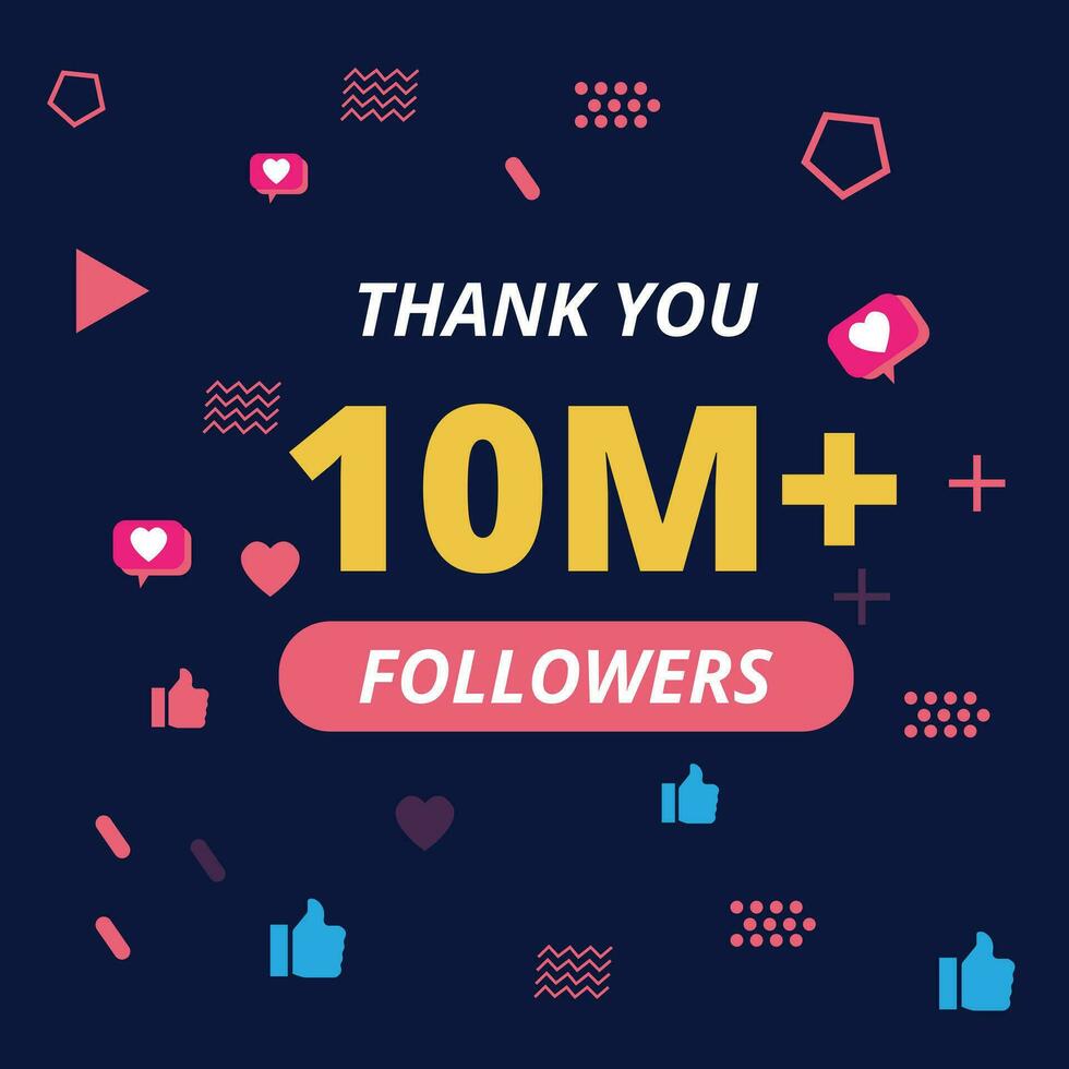 thanks for 10 million followers vector
