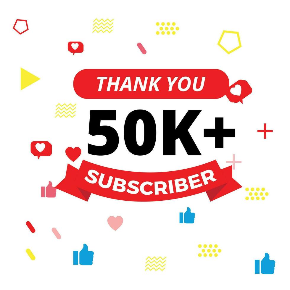 thanks for 50k subscribers vector