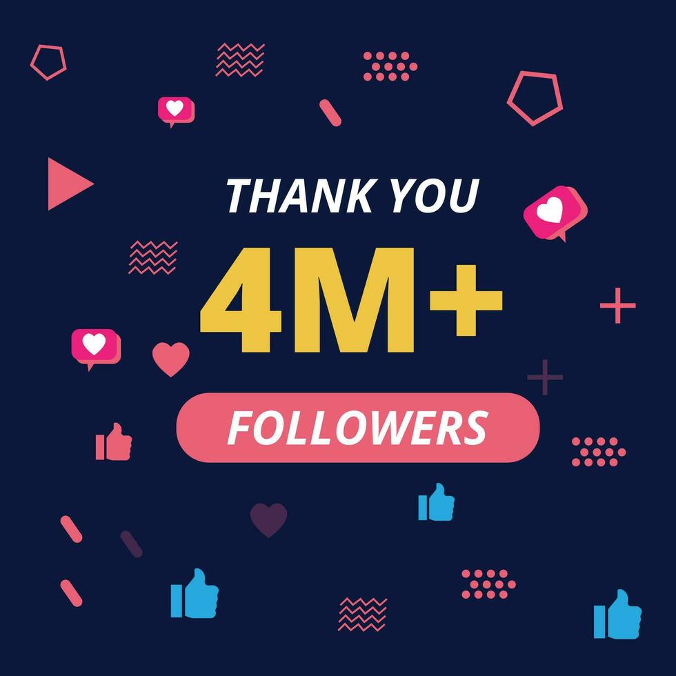 thanks for 4 million followers vector