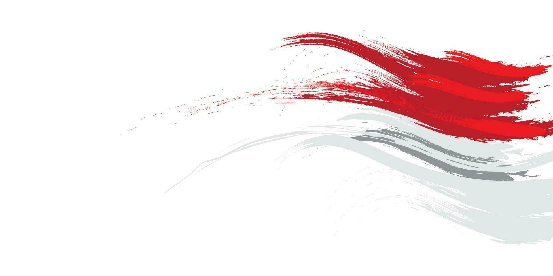 Indonesian Flag with Brush Concept. Happy Indonesian Independence Day. Indonesian Flag in Grunge Style on White Background vector