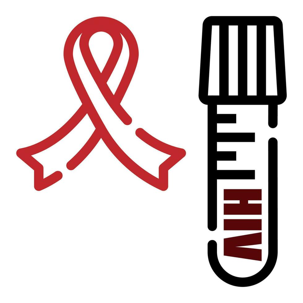 red ribbon symbol Health and medical concept. World AIDS Day, icons vector