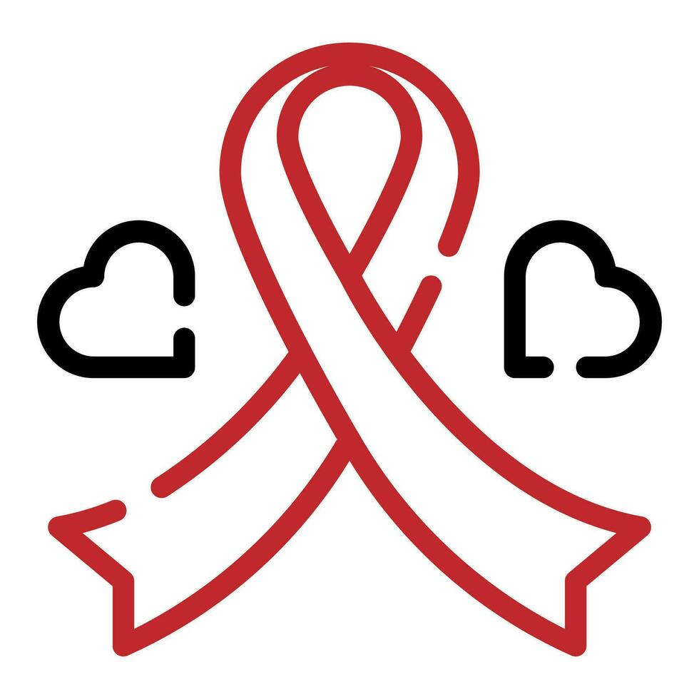 red ribbon symbol Health and medical concept. World AIDS Day, icons vector