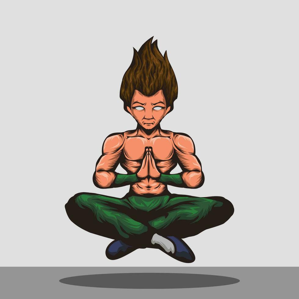 vector illustration of a man meditating