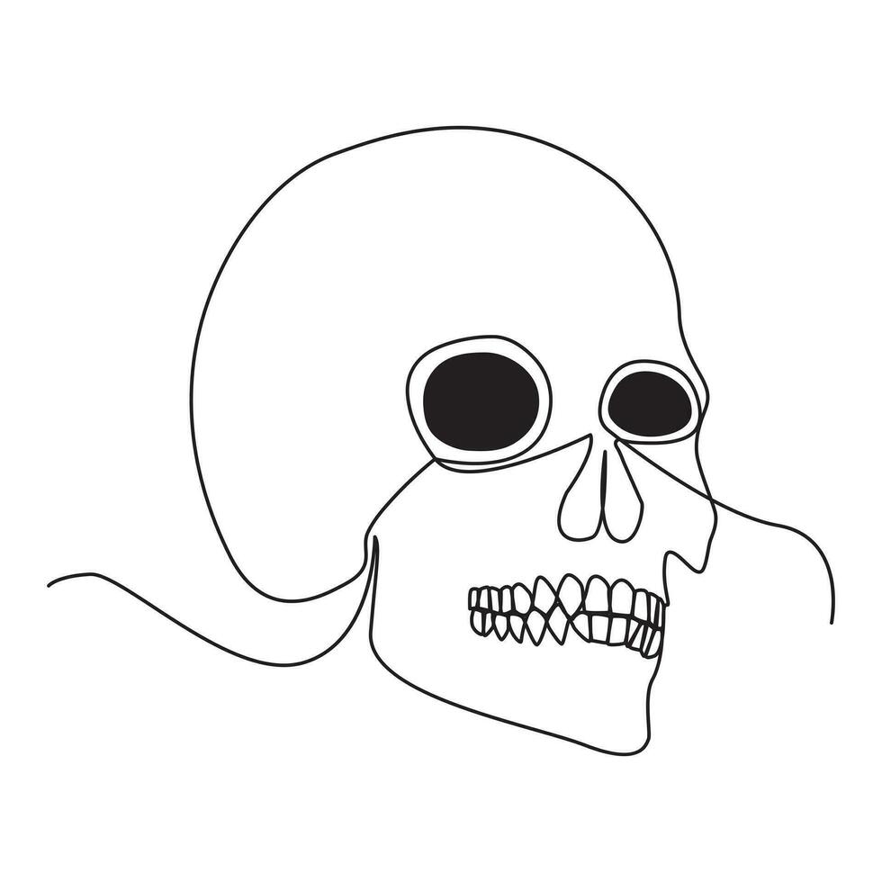 Single line human skull vector art design.