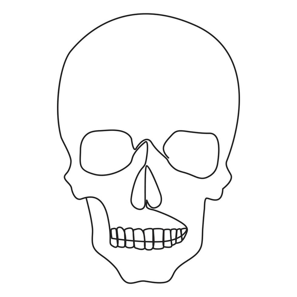 Single line human skull vector art design.