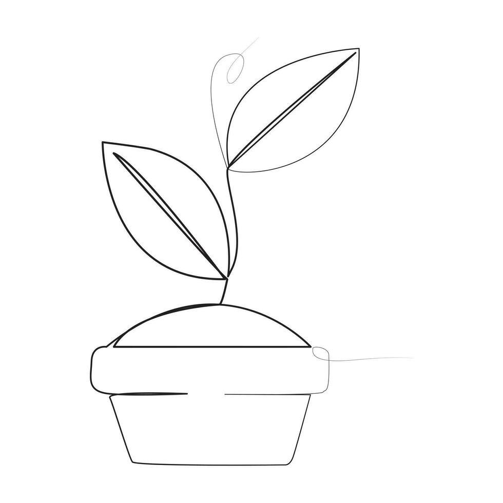 soltero línea planta crecimiento Procesando desde semilla ilustración vector