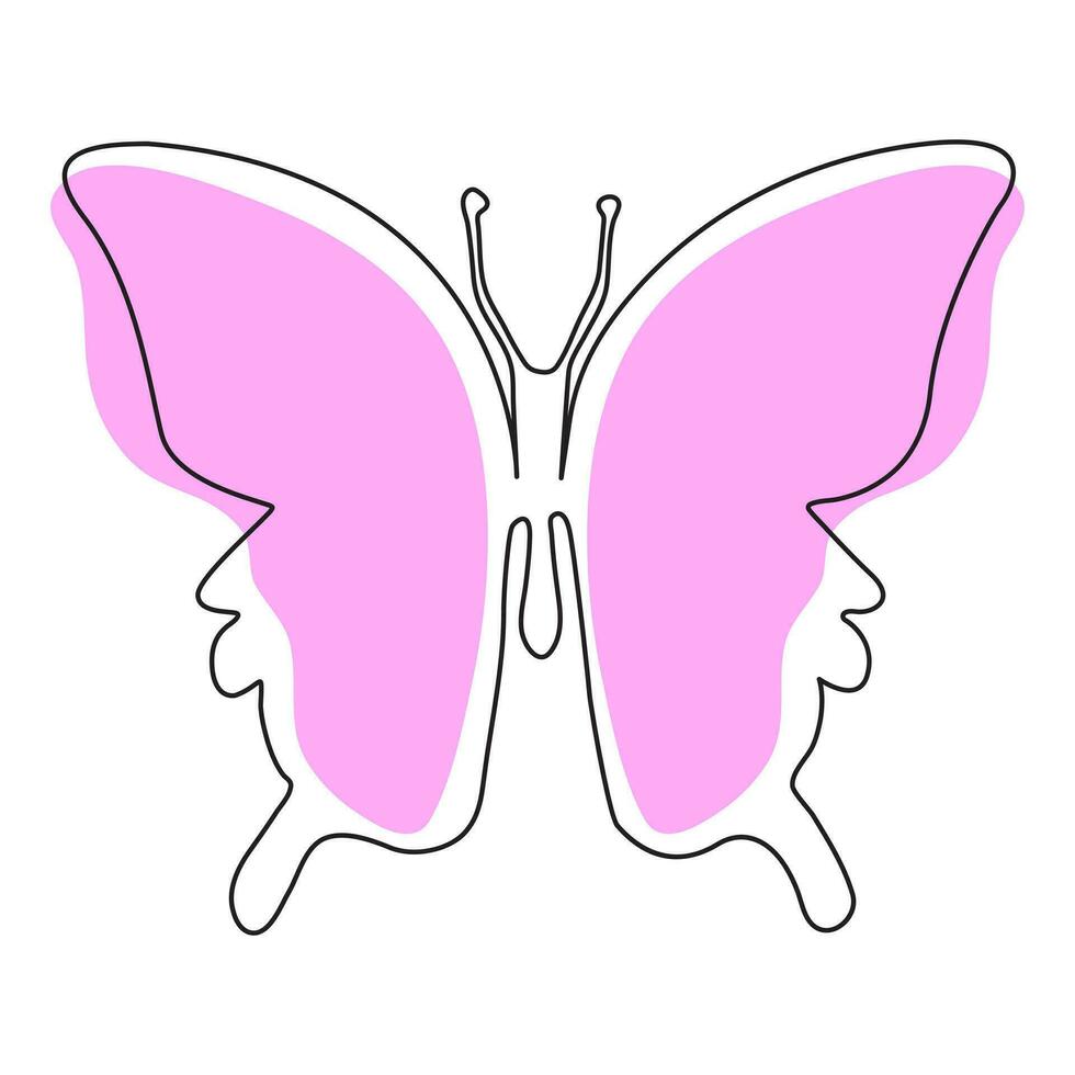 Continuous line butterfly vector illustration