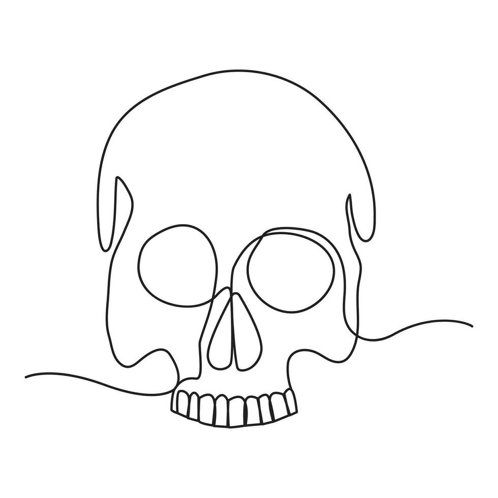 Single line human skull vector art design.