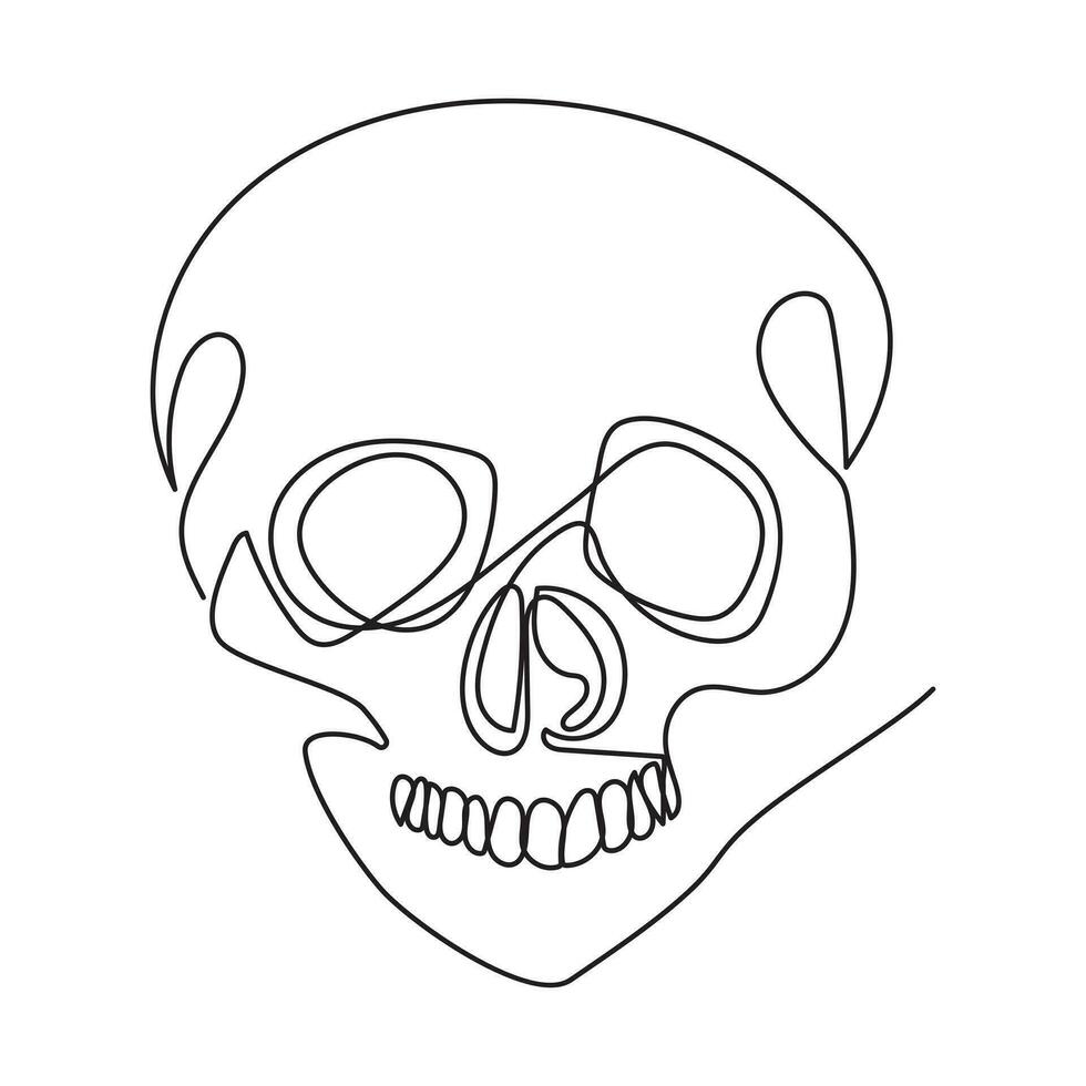 Single line human skull vector art design.