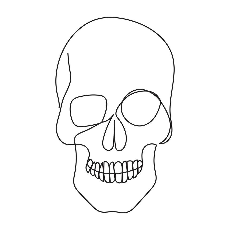 Single line human skull vector art design.
