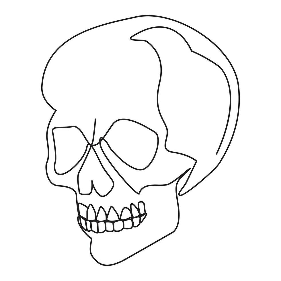 Single line human skull vector art design.