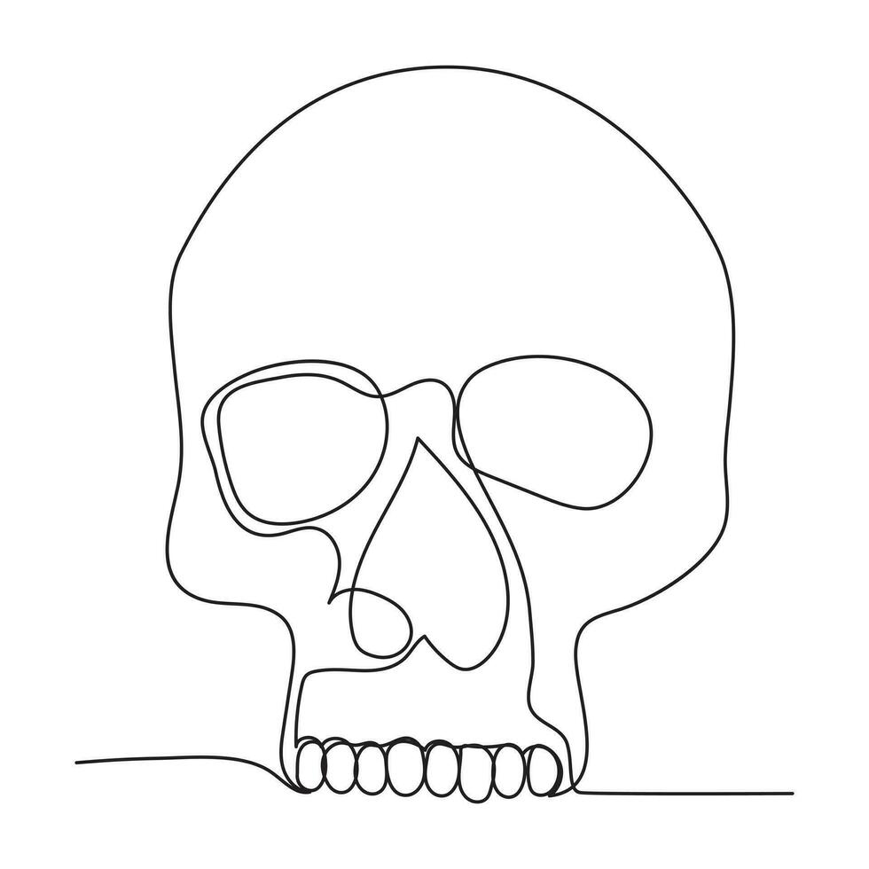 Single line human skull vector art design.