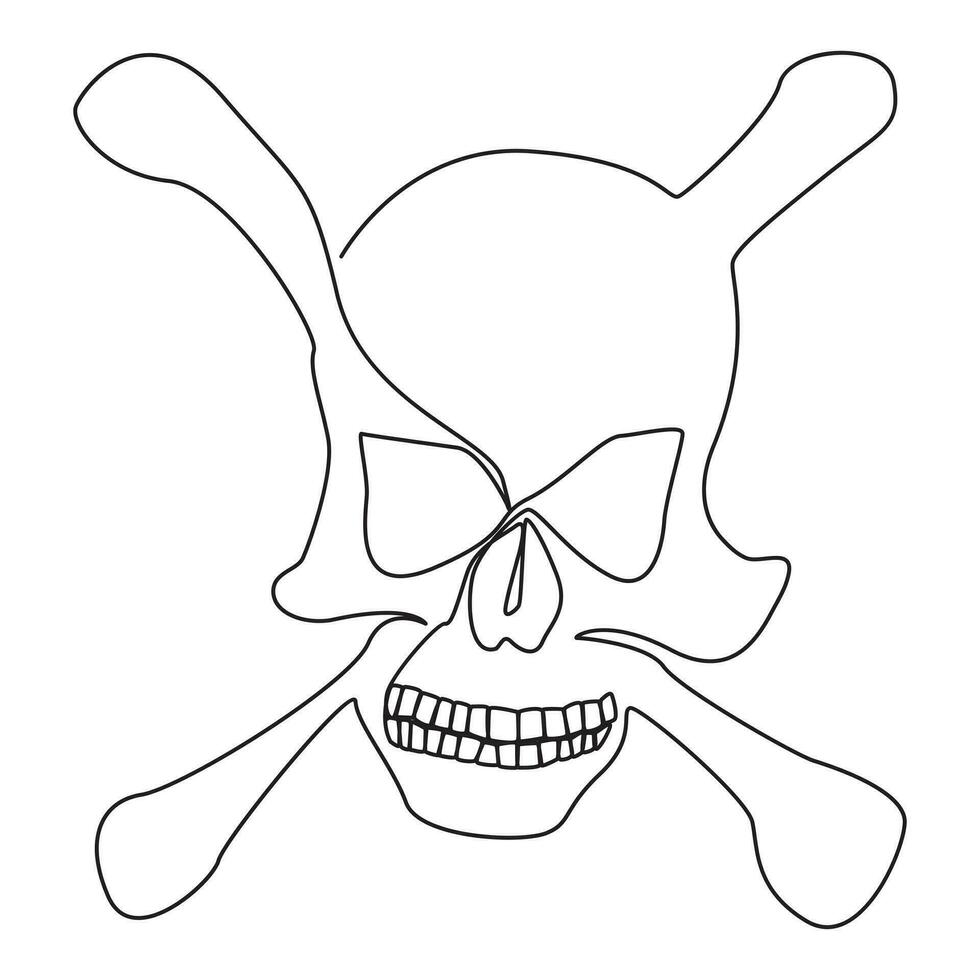 Single line human skull vector art design.