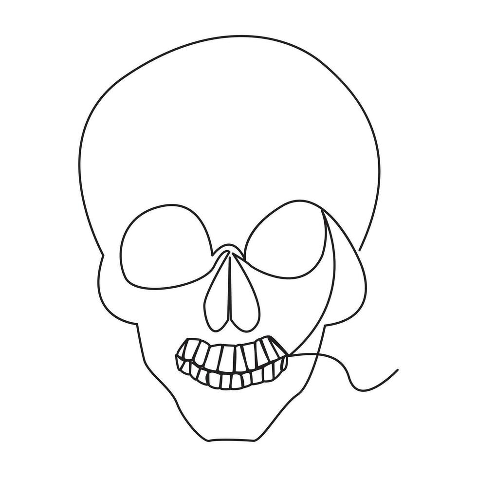 Single line human skull vector art design.