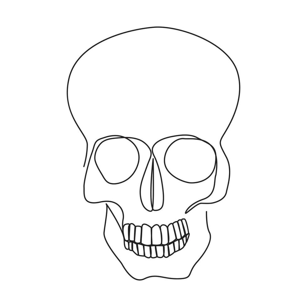 Single line human skull vector art design.