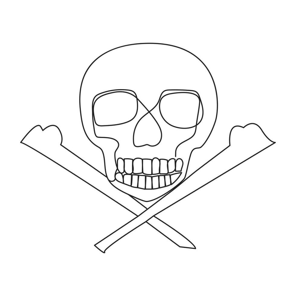 Single line human skull vector art design.