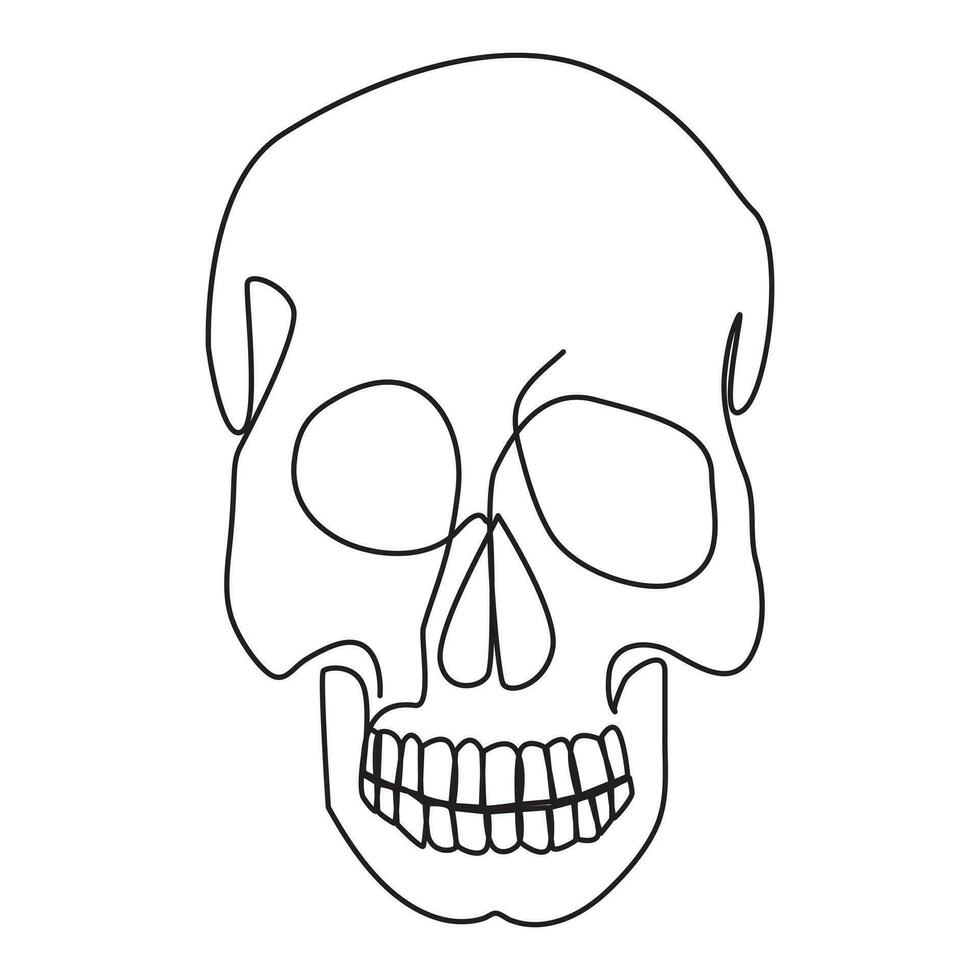 Single line human skull vector art design.