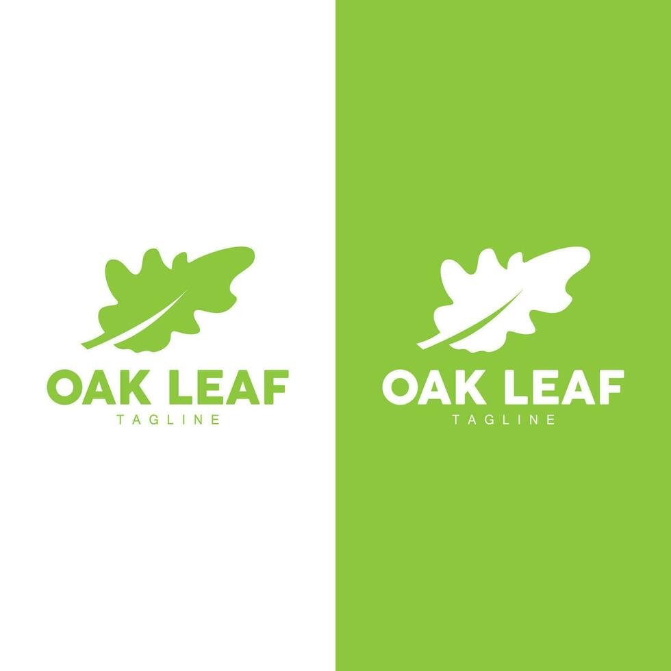 Oak Leaf Logo Design, Simple Green Plant Vector, Template Illustration vector