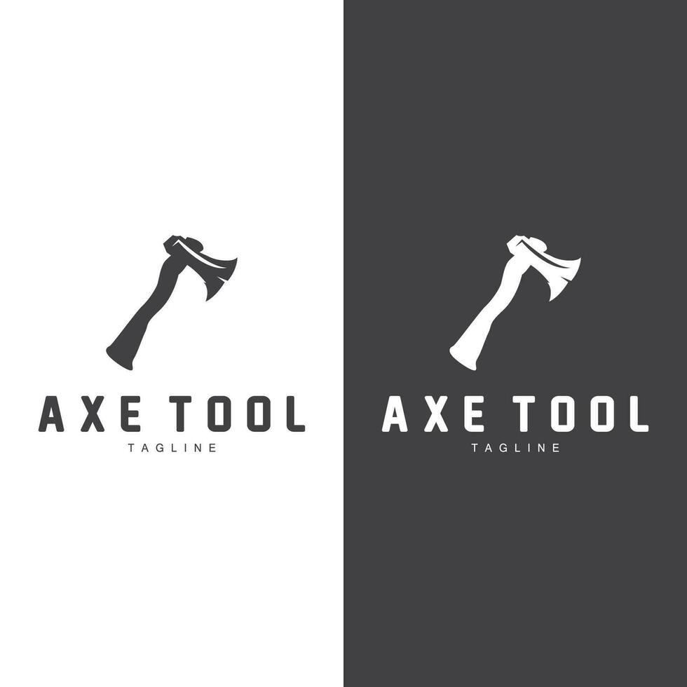 Axe Logo, Wood Cutting Tool Vector Icon, Silhouette Design, Retro Vintage Style
