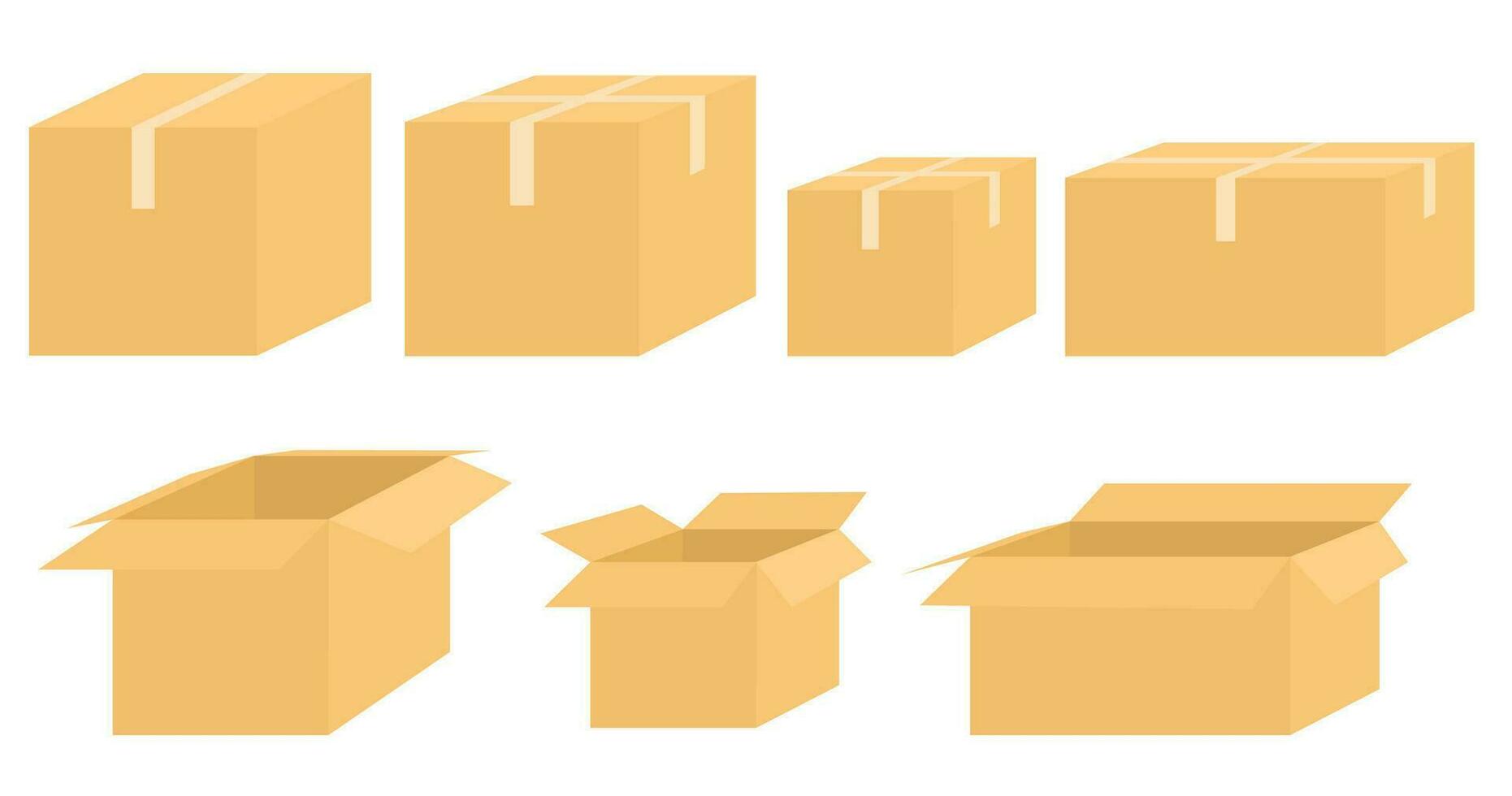 Brown Cardboard Box Collection vector