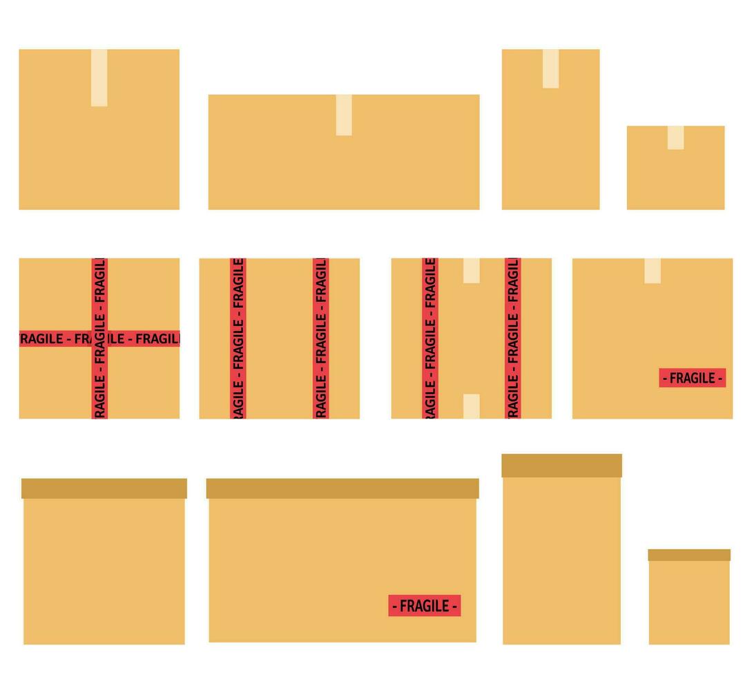 Brown Cardboard Box Collection vector
