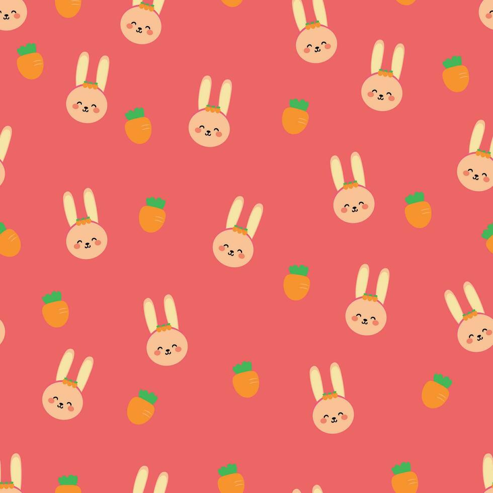 Seamless pattern of hand drawing cartoon rabbits and carrots. for children's wallpaper, fabric prints, textiles, gift wrapping paper vector