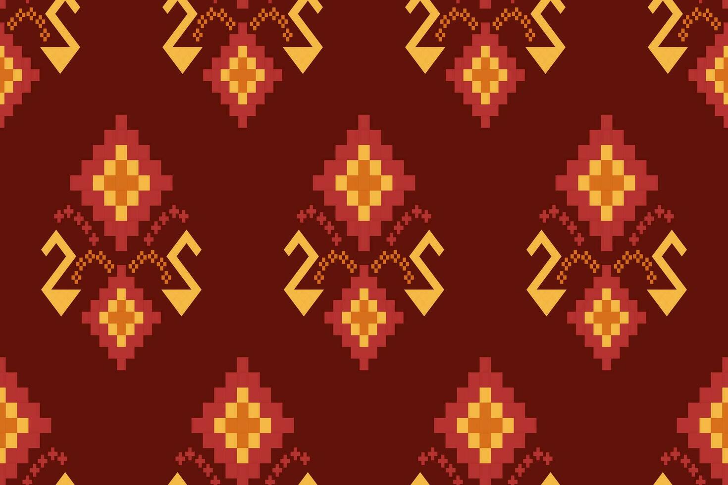 Cross stitch colorful geometric traditional ethnic pattern Ikat seamless pattern abstract design vector