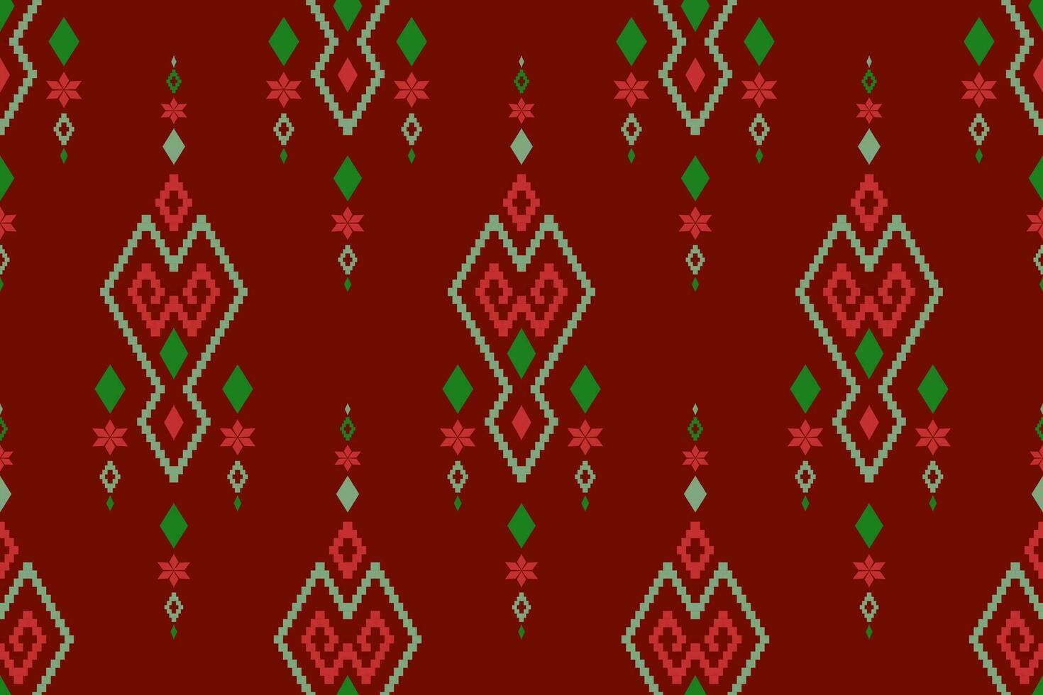 Red traditional ethnic pattern paisley flower Ikat background abstract Aztec African Indonesian Indian seamless pattern for fabric print cloth dress carpet curtains and sarong vector