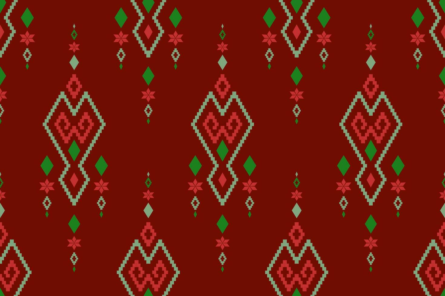 Red traditional ethnic pattern paisley flower Ikat background abstract Aztec African Indonesian Indian seamless pattern for fabric print cloth dress carpet curtains and sarong vector