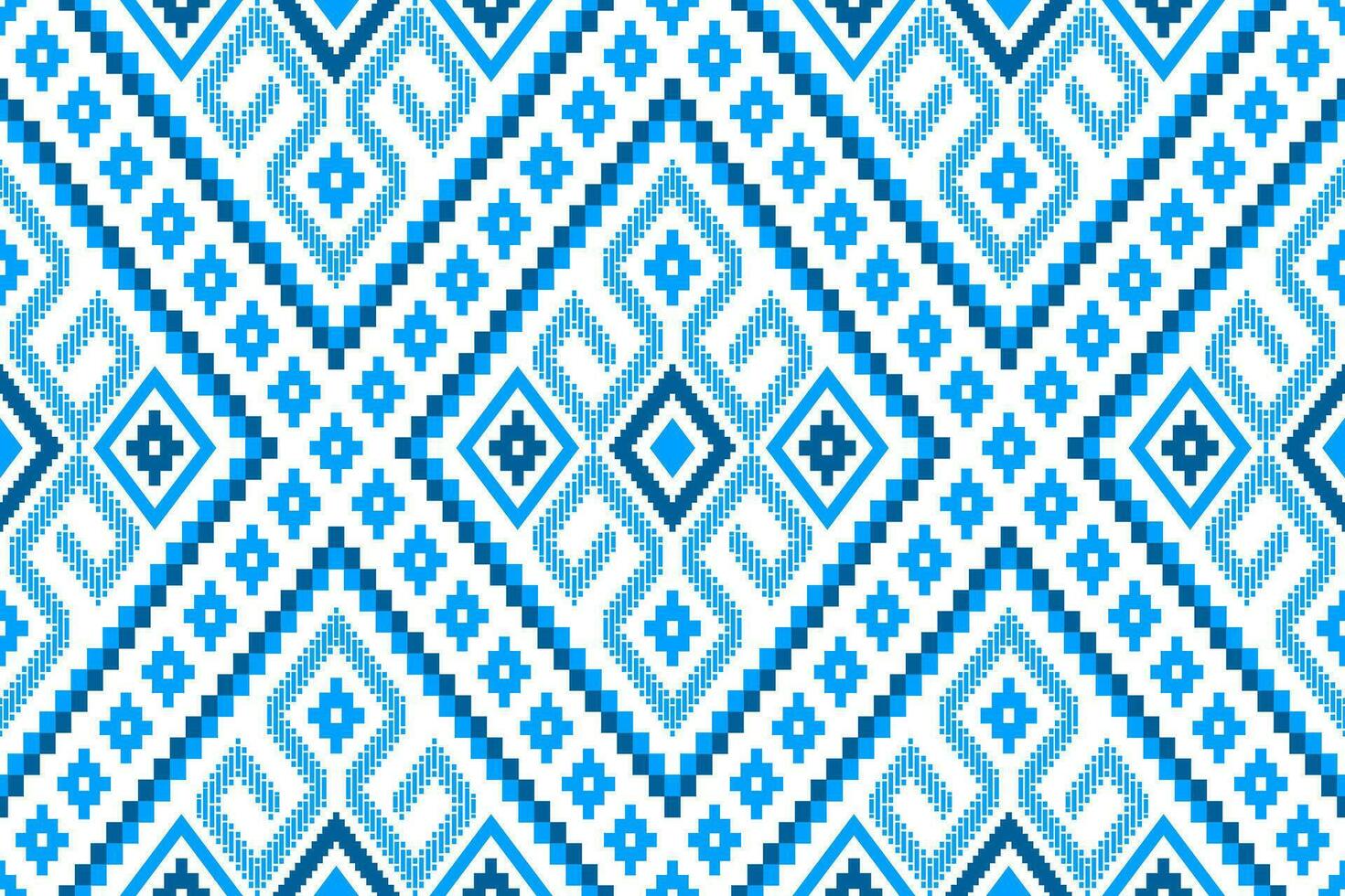 Indigo navy blue geometric traditional ethnic pattern Ikat seamless pattern border abstract design for fabric print cloth dress carpet curtains and sarong Aztec African Indian Indonesian vector
