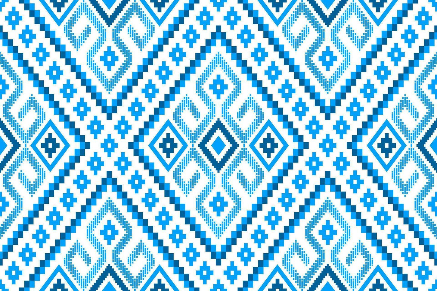 Indigo navy blue geometric traditional ethnic pattern Ikat seamless pattern border abstract design for fabric print cloth dress carpet curtains and sarong Aztec African Indian Indonesian vector