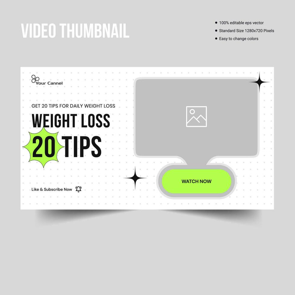 Best weight loss body and yoga video thumbnail banner template design, fully editable vectro eps file format banner template vector