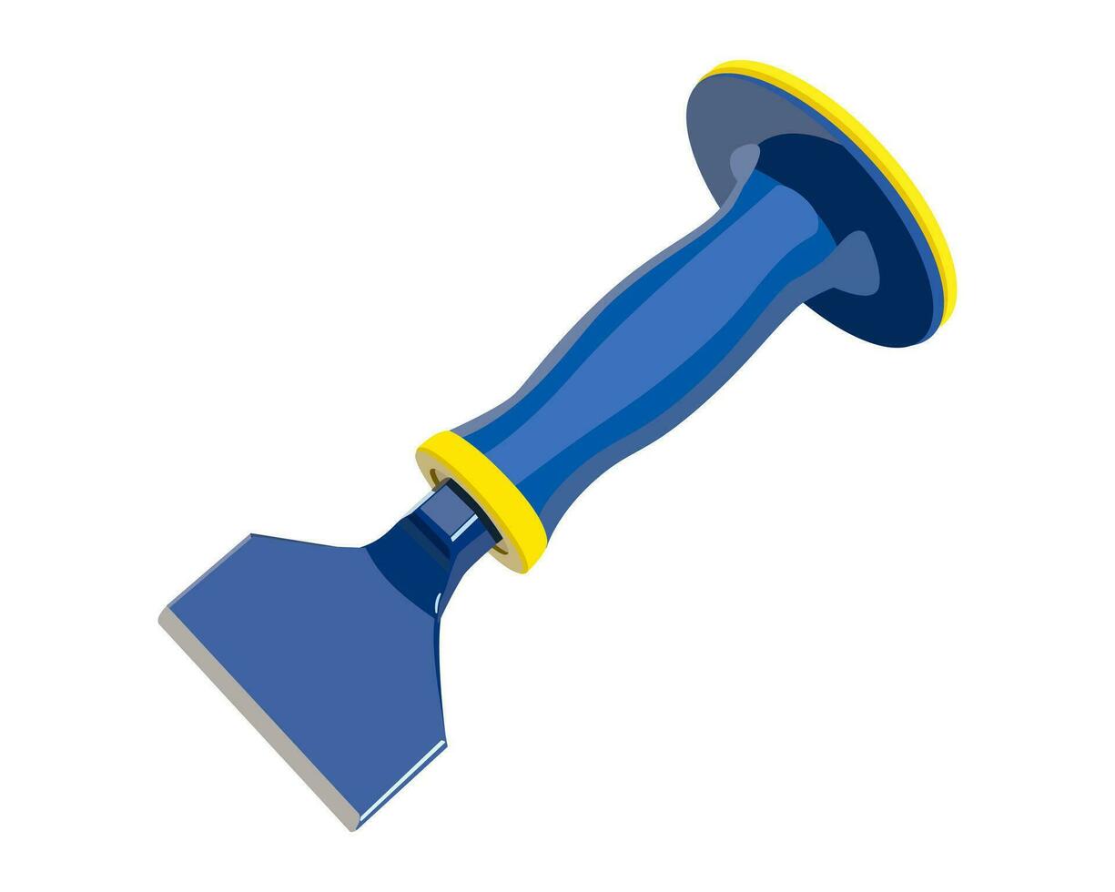 Vector Illustration Steel Masonry Chisel isolated on white background. Carpentry hand tools