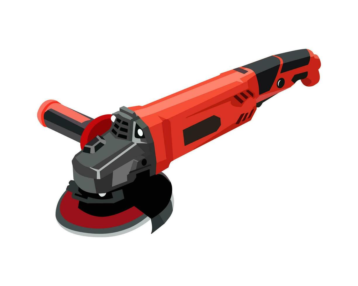 Vector Illustration cut off grinder tool, cutting disc, Die Grinder Wheels, Pneumatic Metal Sheet Cutting Tool, isolated on white background. Carpentry tools.