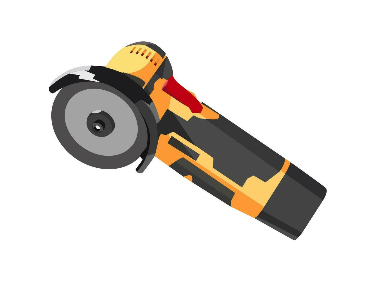 Vector Illustration cut off grinder tool, cutting disc, Die Grinder Wheels, Pneumatic Metal Sheet Cutting Tool, isolated on white background. Carpentry tools.