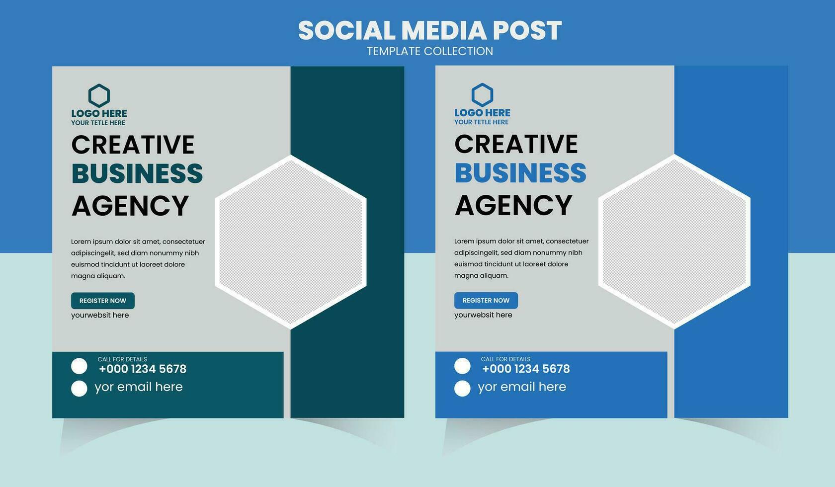Creative business marketing social media post template vector