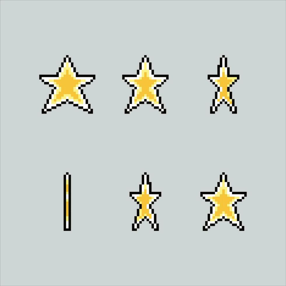 Pixel art Stars animation. Pixelated Star Frame. Star frame animation weapon icons background pixelated for the pixel art game and icon for website and video game. old school retro. vector