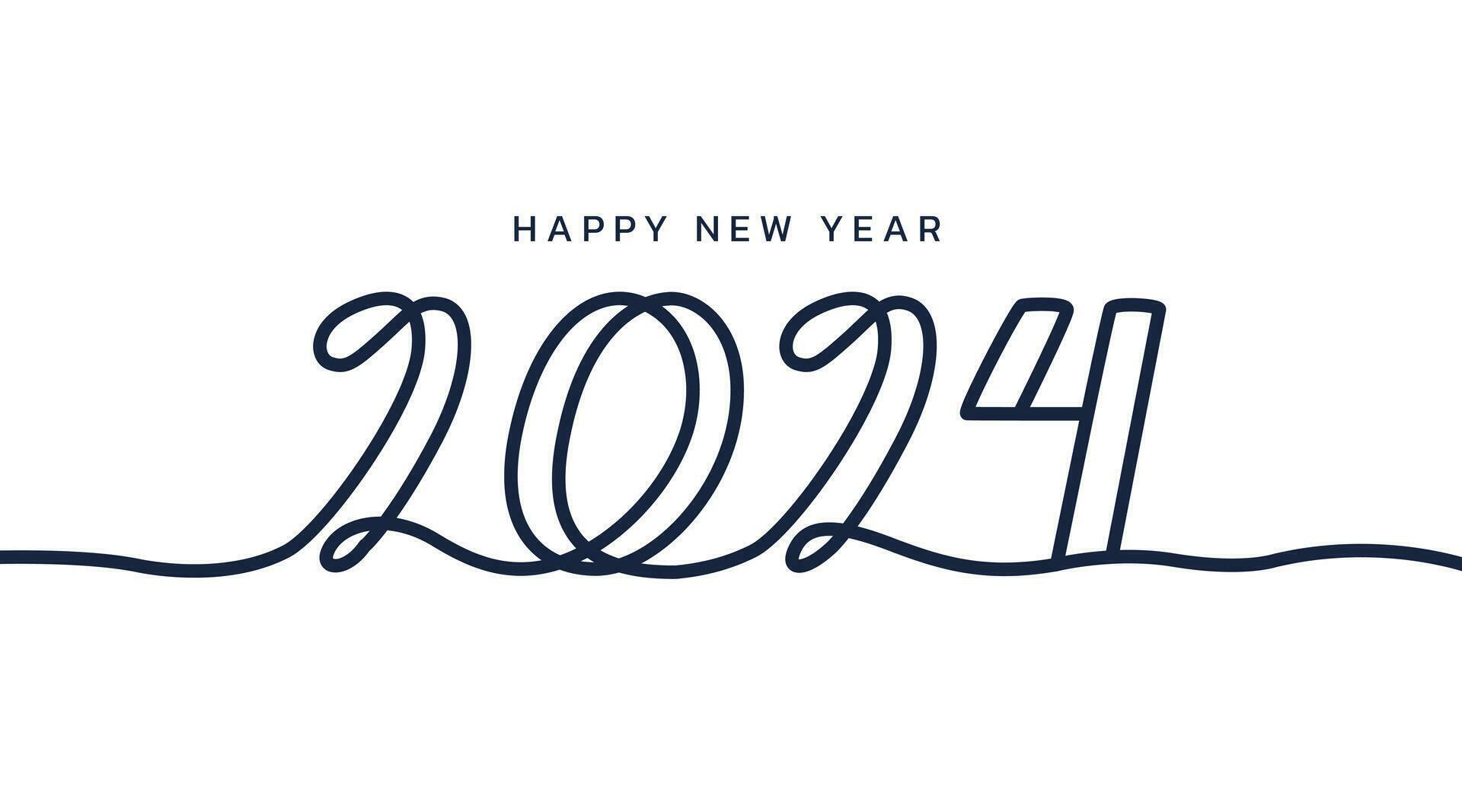2024 Lettering Line. Happy New Year Continous typography 29566357
