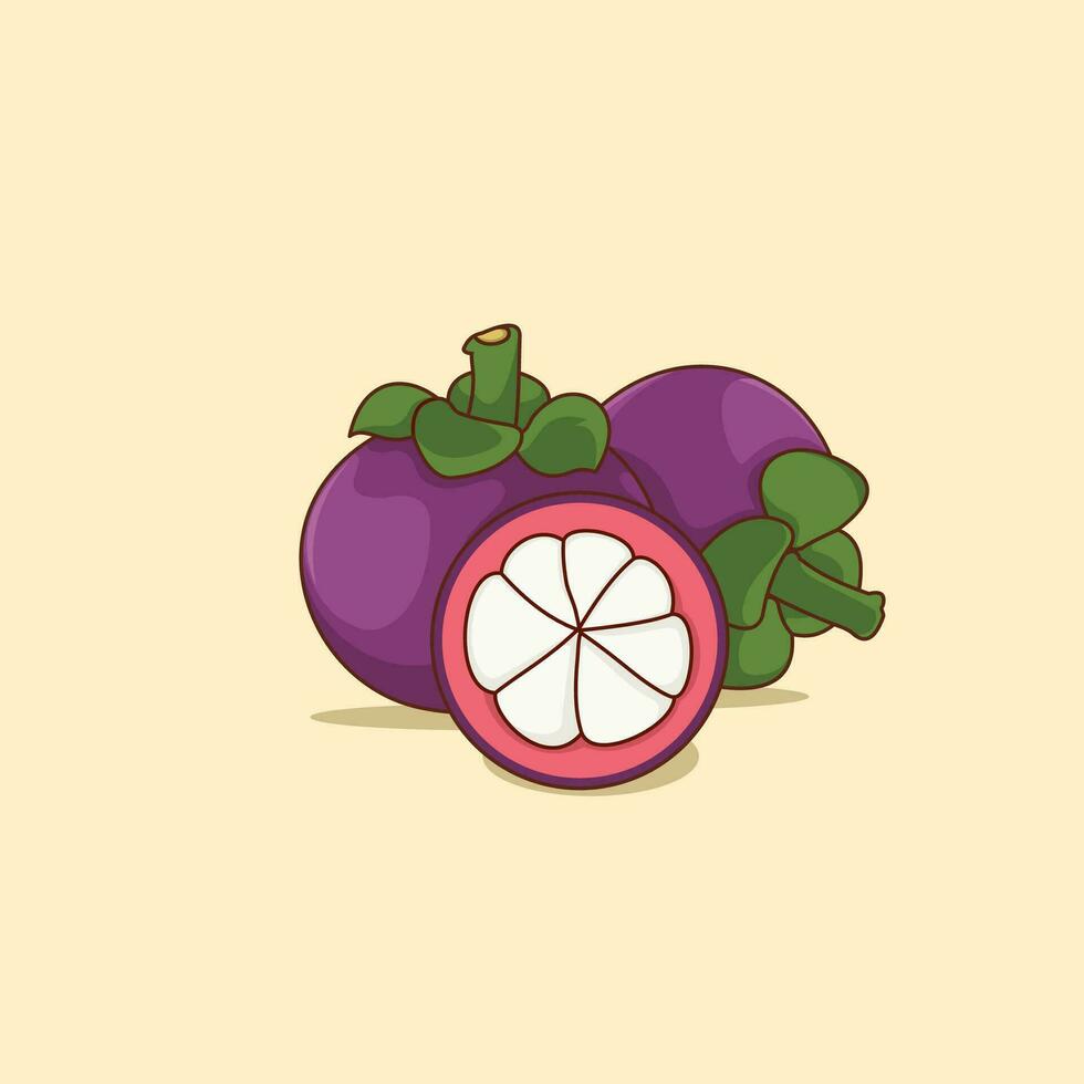 púrpura mangostán Fruta ilustración vector