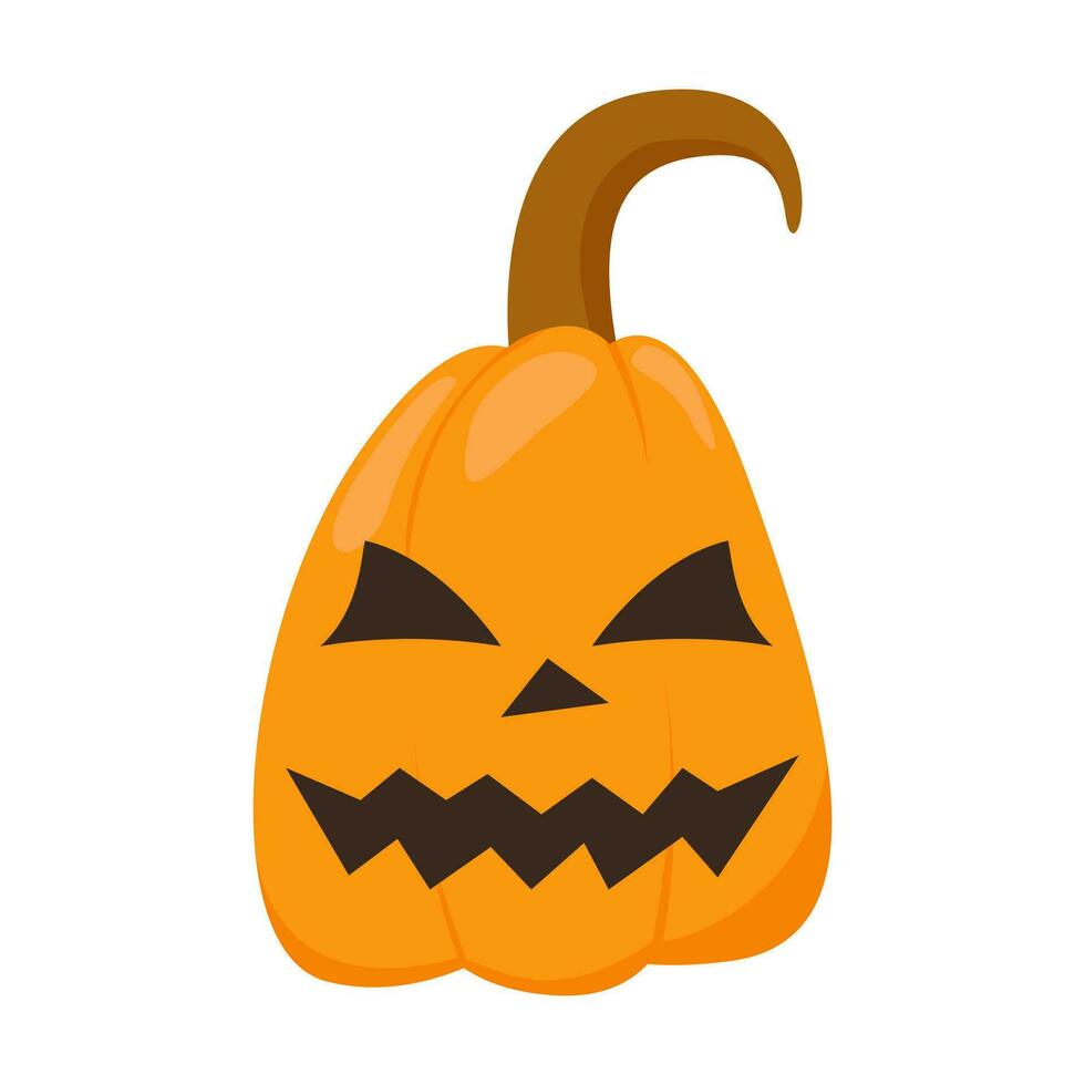 Halloween pumpkin in flat style for poster, banner, greeting card. Vector illustration. Vector illustration