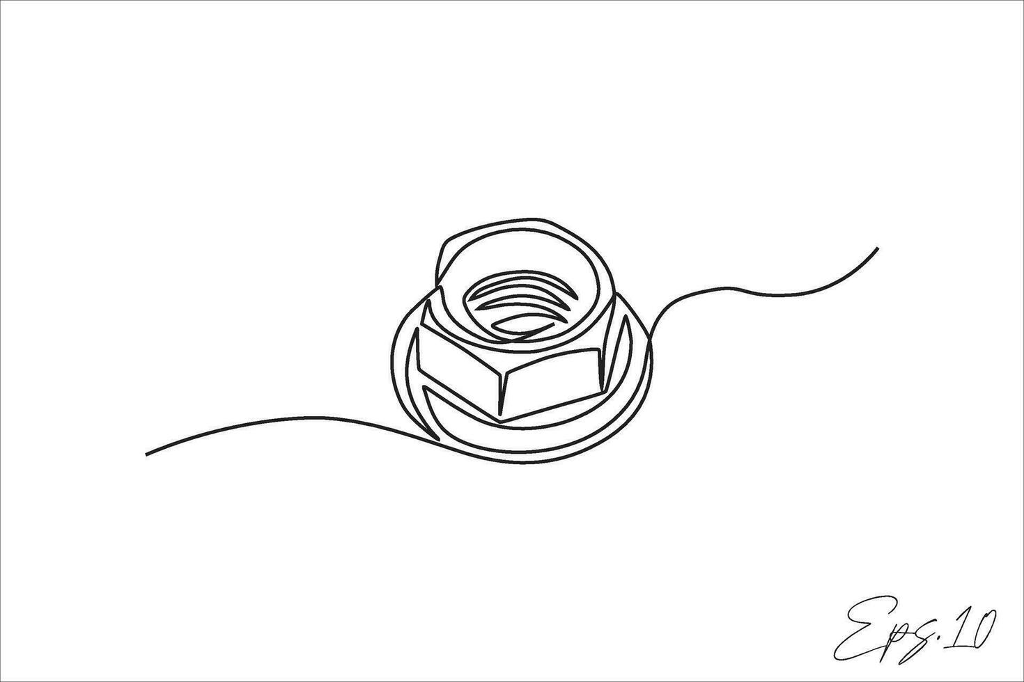 vector illustration continuous line art drawing of bolt nut