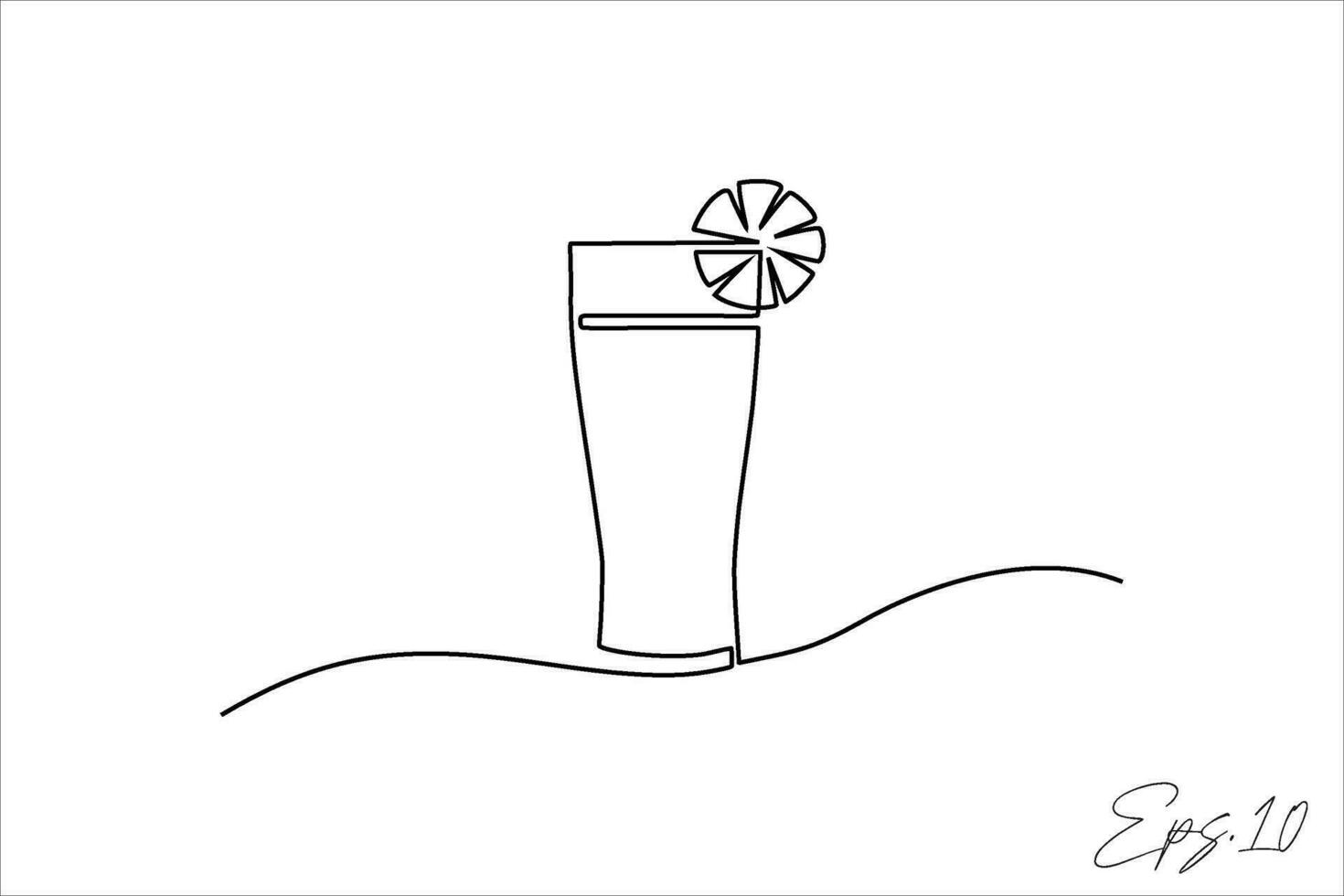 continuous line art drawing of tea drink vector