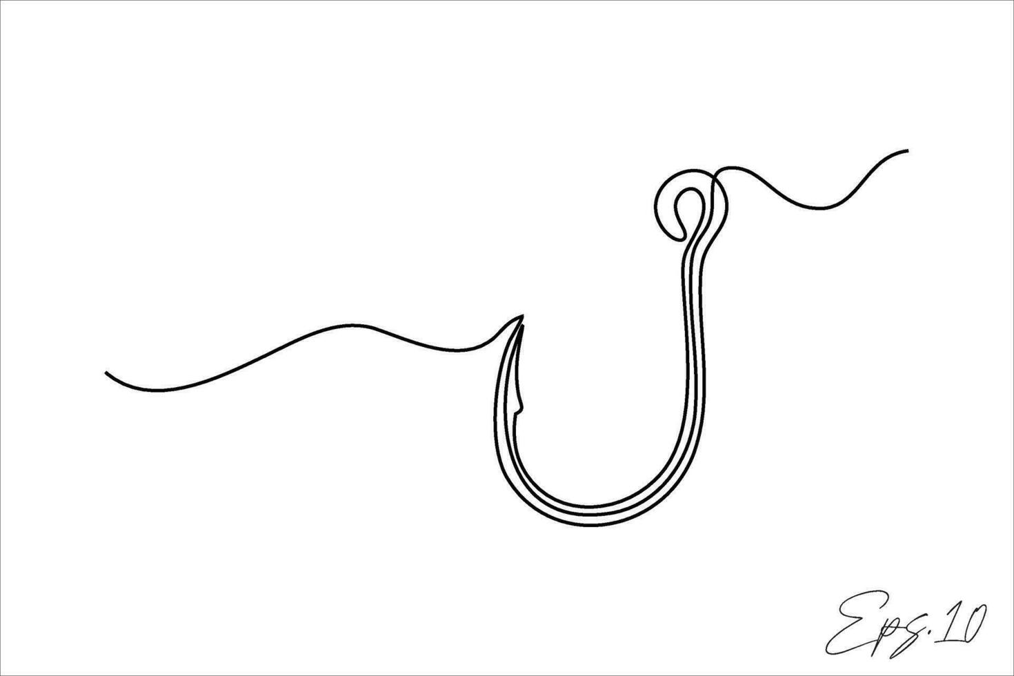 vector illustration continuous line art drawing of fishing hook