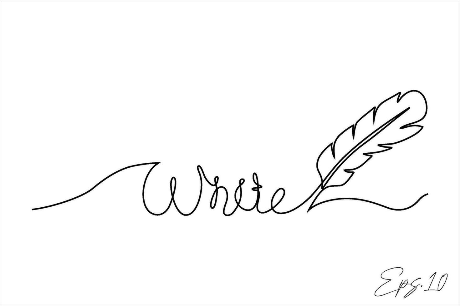 vector illustration continuous line art drawing of feathers for writing