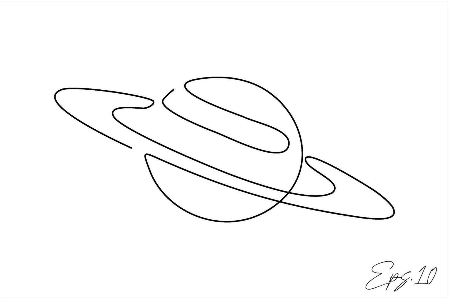 vector illustration continuous line art drawing of ringed planet