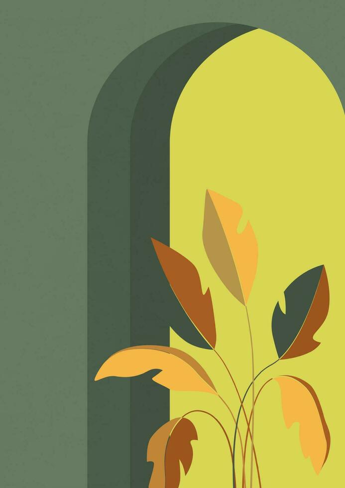 estético vistoso hojas en arco Marruecos póster ilustración vector