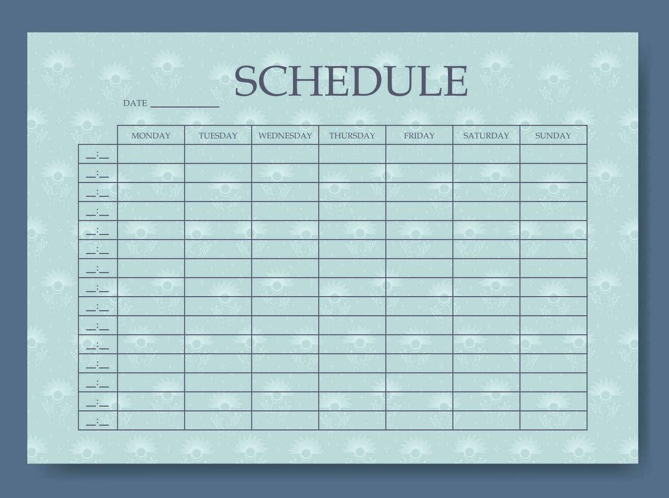 Creative pastel colored schedule template. Abstract background blank vector